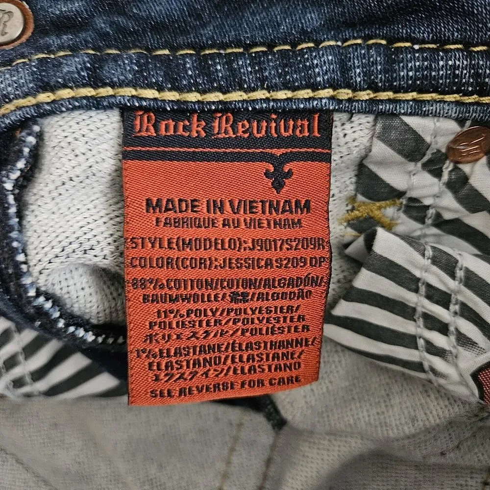 Rock Revival Womens 29 Jessica Skinny Blue Denim Jeans Flap Pockets Actual 31x31